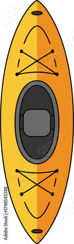 Yellow kayak top view adventure water sports outdoor recreation vector