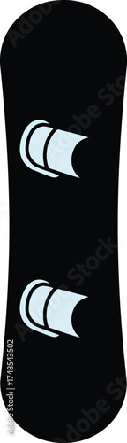 Modern black snowboard freestyle board with blue bindings winter sports vector