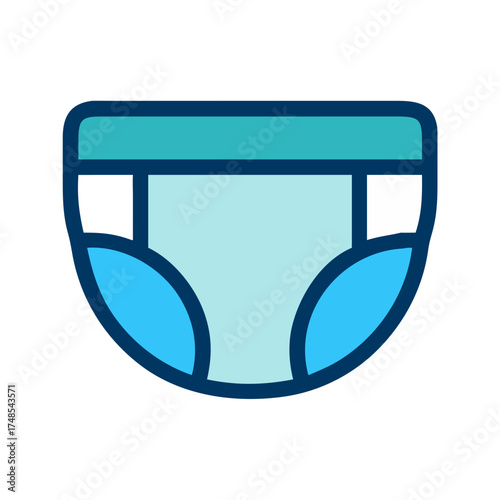 Stylized baby diaper illustration on black background, vector design