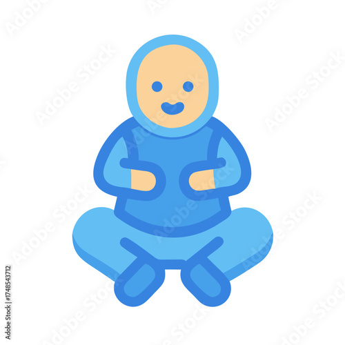 Cartoon Illustration of Figure in Lotus Position on Black