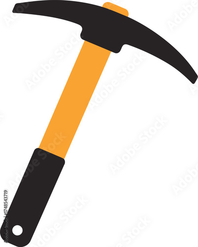 Orange and black pickaxe tool for digging construction mining vector