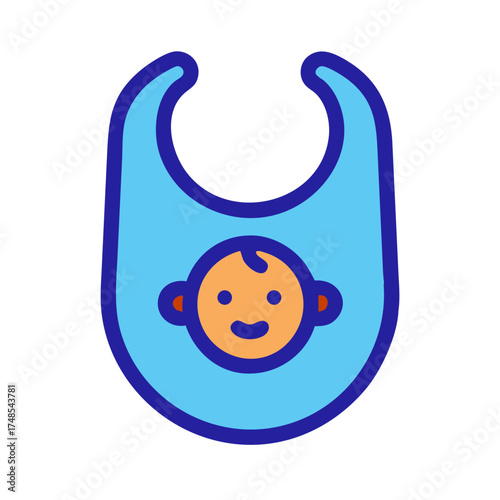 Baby bib vector icon featuring smiling face illustration symbol