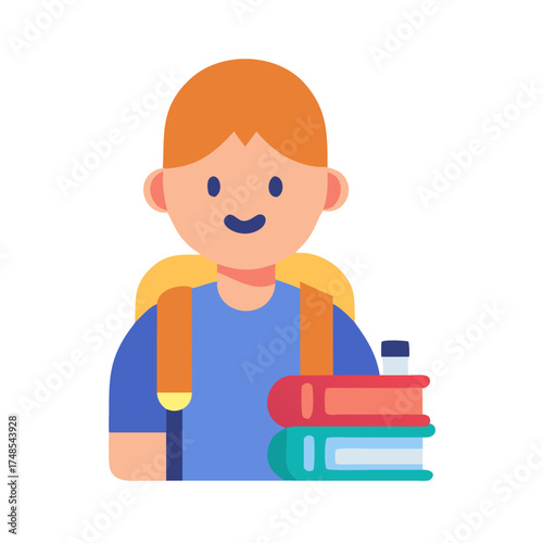 Smiling student with books, ready for school learning