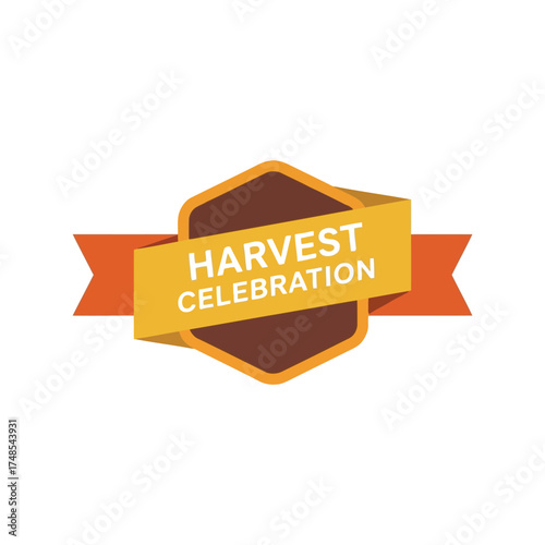 Harvest celebration emblem award ribbon badge autumn festival icon graphic design element vector