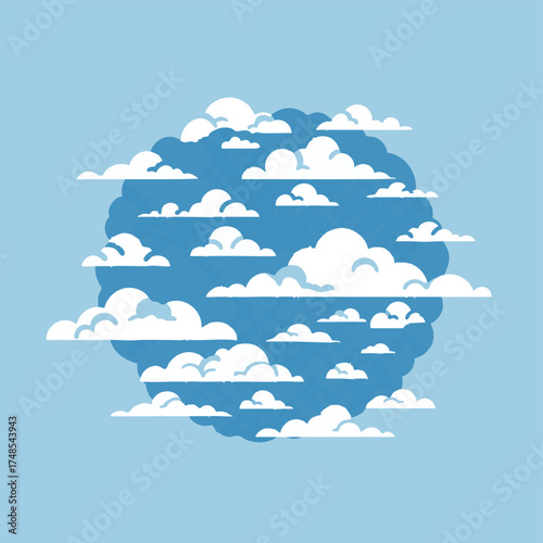 Fluffy White Clouds Floating in a Blue Sky.