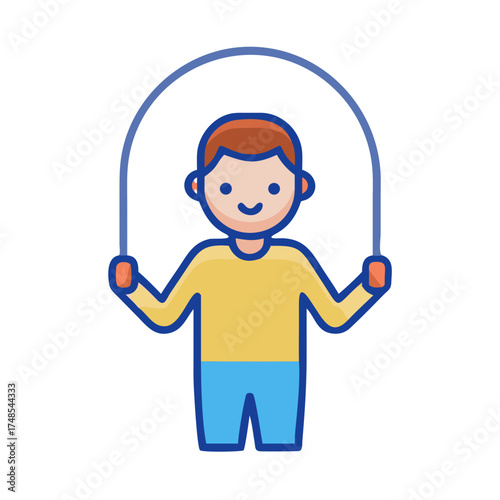 Cartoon character skipping rope on a black background illustration