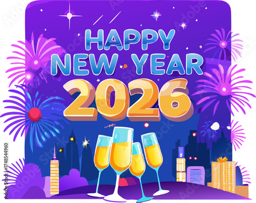 Happy New Year 2026 Celebration Fireworks