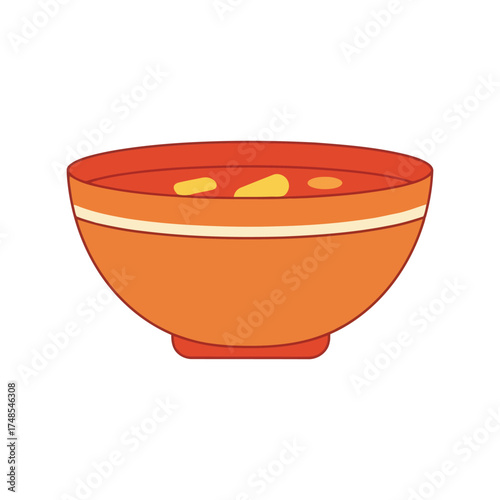 Simple illustration of a bowl filled with hearty soup perfect for food blogs and culinary designs vector