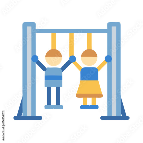 Stylized image of children playing on a jungle gym