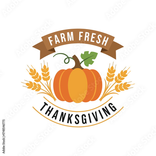 Farm fresh thanksgiving pumpkin autumn harvest season celebration illustration vector