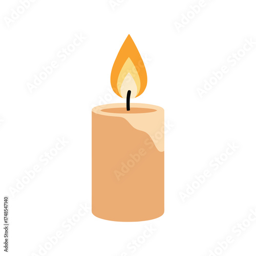 Burning candle flame light warmth illustration symbol element vector