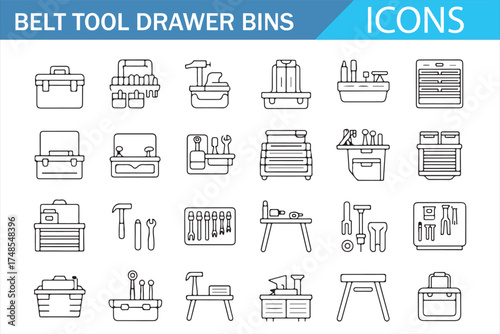 Vector Illustrations of Tool Bins and Organizers for Workshop or Garage Storage