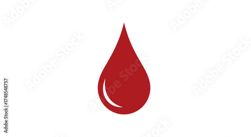 Vibrant red blood drop icon medical and donation symbol.