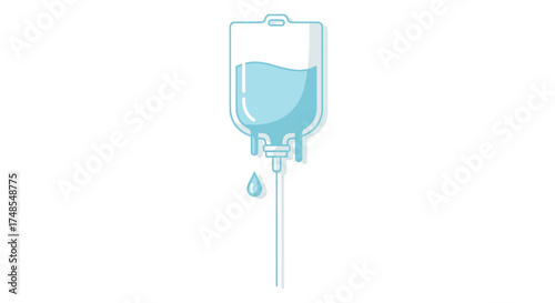 Medical IV Drip Bag with Fluid and Drop.
