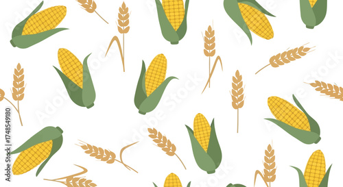 Fresh corn cob pattern vibrant yellow kernels summer harvest organic food ingredient vector