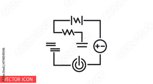 Simple Electrical Circuit Diagram with Resistor Capacitor and Power Source.