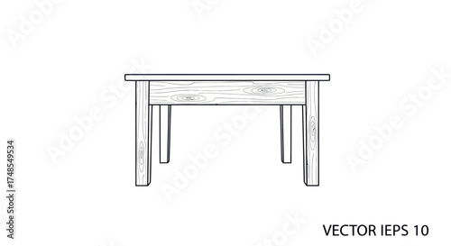 Simple Wooden Table Illustration with Four Legs and Rectangular Top.