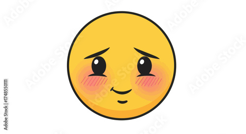Sad Yellow Emoji with Downcast Eyes and Blushing Cheeks.