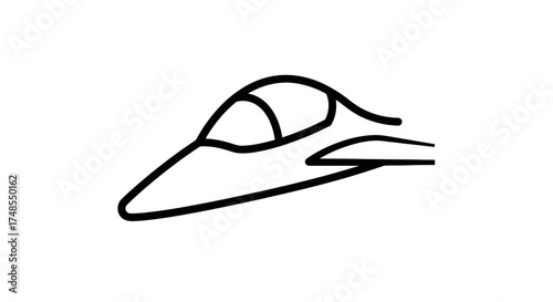 Minimalist Line Art Illustration of a Jet Fighter Cockpit and Wing.