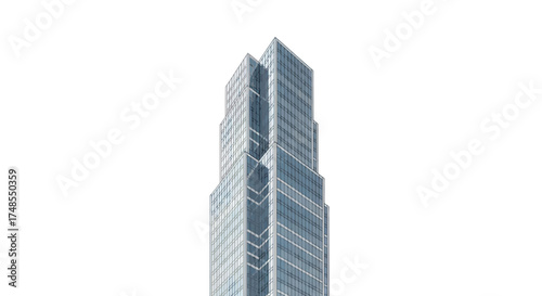 Modern Glass Skyscraper with Geometric Facade.