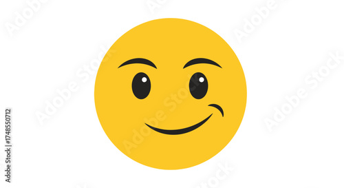 Yellow Smiling Emoji with a Slightly Crooked Smile.