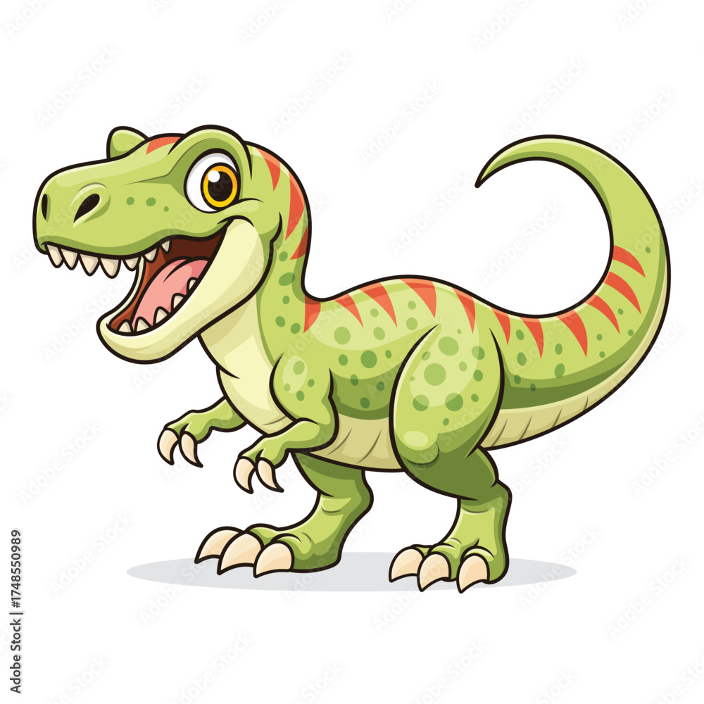 Fototapeta premium cute green tyrannosaurus rex cartoon mascot vector illustration