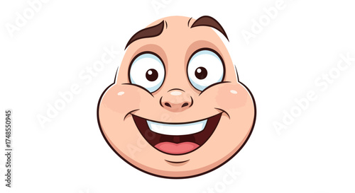 Cartoon face with a wide smile and bulging cheeks.