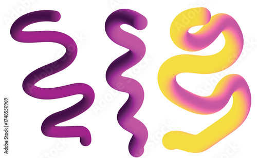Vector art of three abstract shapes, each with a unique gradient, adding a touch of modern art to any design