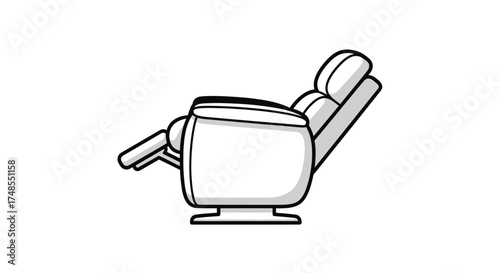 White recliner chair with armrest and adjustable back side view.