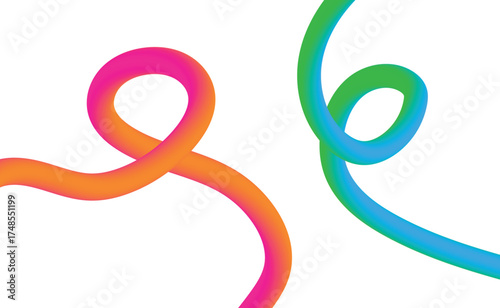 Vector art of two colorful gradient fluid shapes, creating a visually striking and modern abstract design