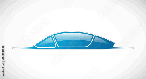 Stylized Blue Futuristic Vehicle Cockpit Design Illustration.