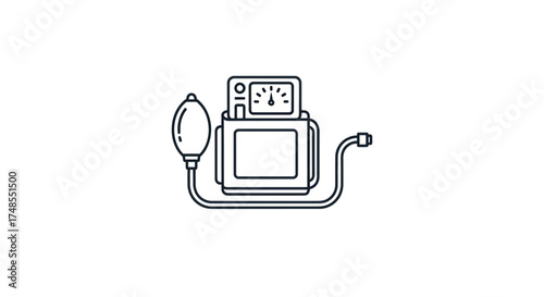 Sphygmomanometer Line Art: Medical Device for Blood Pressure Measurement.