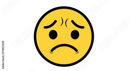 Sad Yellow Emoticon with Frowning Expression and Downcast Eyes.