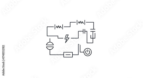 Basic Electrical Circuit Diagram with Battery Resistors and Switch.