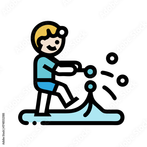 Boy on skateboard vector icon isolated over black background