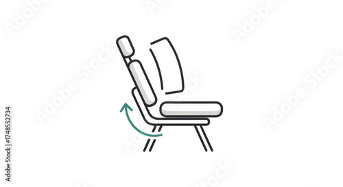 Adjustable Office Chair Icon with Reclining Backrest and Headrest.
