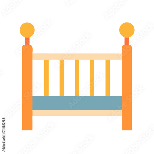 Stylized illustration of a baby crib on black background