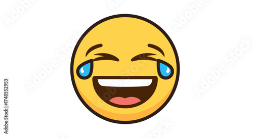 Joyful Yellow Emoji Face with Tears of Laughter.