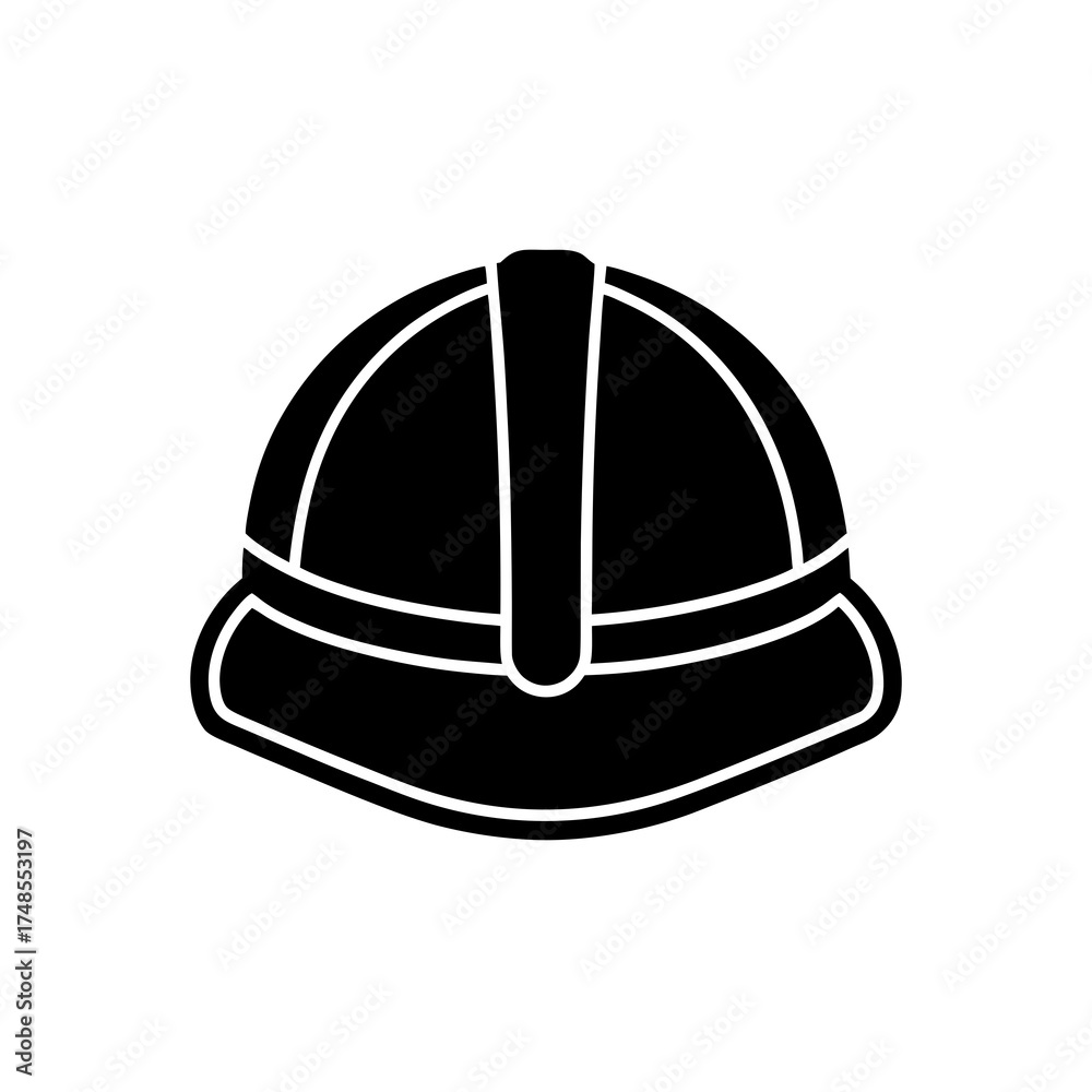 Fototapeta premium A black hard hat safety equipment silhouette