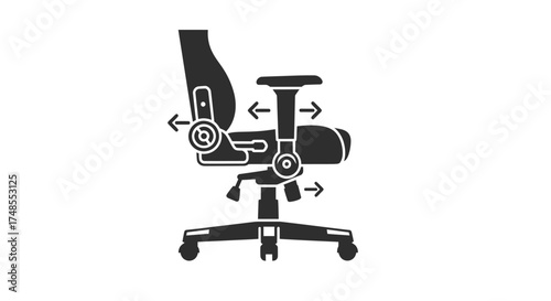Ergonomic Office Chair Adjustment Diagram: Illustrating Adjustable Features and Mechanisms.