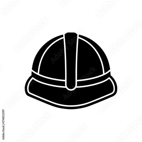 A black hard hat safety equipment silhouette