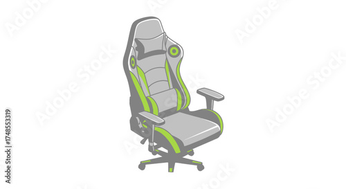 Modern Ergonomic Gaming Chair with Green and Gray Accents.