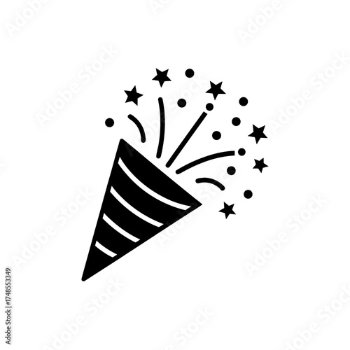 Party popper with stars and dots silhouette