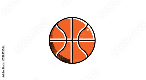 Classic Orange Basketball with Black Lines.