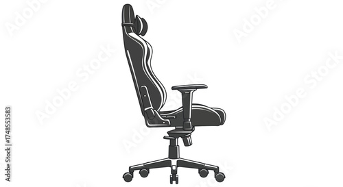 Ergonomic Black and White Gaming Chair Side View.
