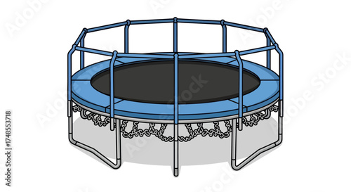 Round Outdoor Trampoline with Safety Net Enclosure.