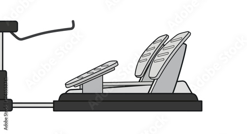 Realistic Gaming Steering Wheel and Pedal Set Illustration.