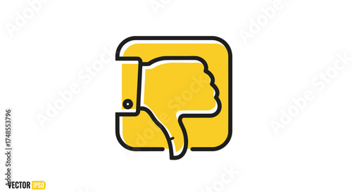 Yellow Thumbs Down Icon in Rounded Square Outline.