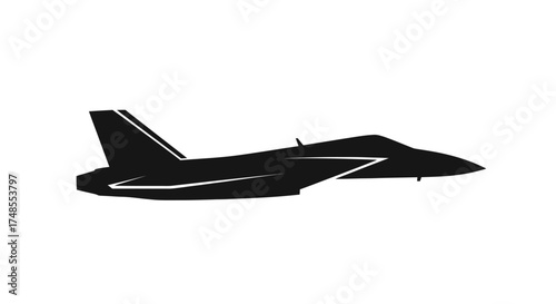 Silhouette of a modern fighter jet aircraft in flight.