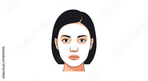 Woman with White Facial Mask for Skincare Treatment.